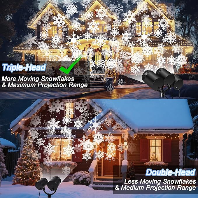 Christmas Snowflake Projector Lights Outdoor, Timing Mode Upgrade 3-Head - Image 7