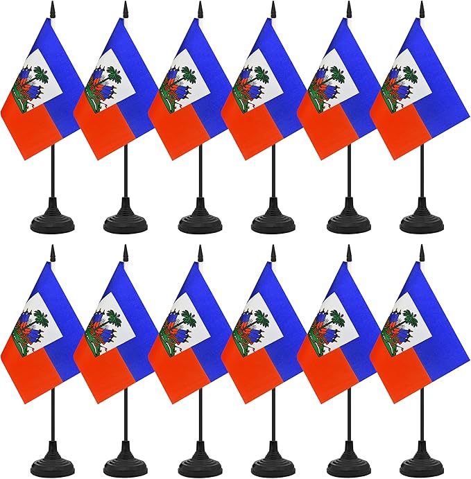 12 Pack Haiti Desk Flag Set, Haitian Table Office Flag, Small Miniature Desktop by Unknown