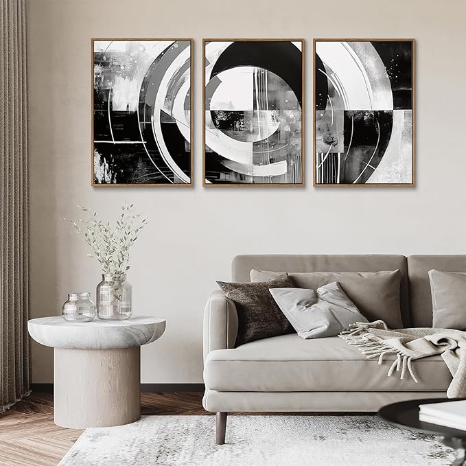 myusuar 3 Piece Large Modern Abstract Canvas Framed Wall Art - Image 2