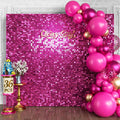 Qcity Hot Pink Shimmer Wall Backdrop 36PCS, Square Sequin Glitter Backdrop Panel by QCITY