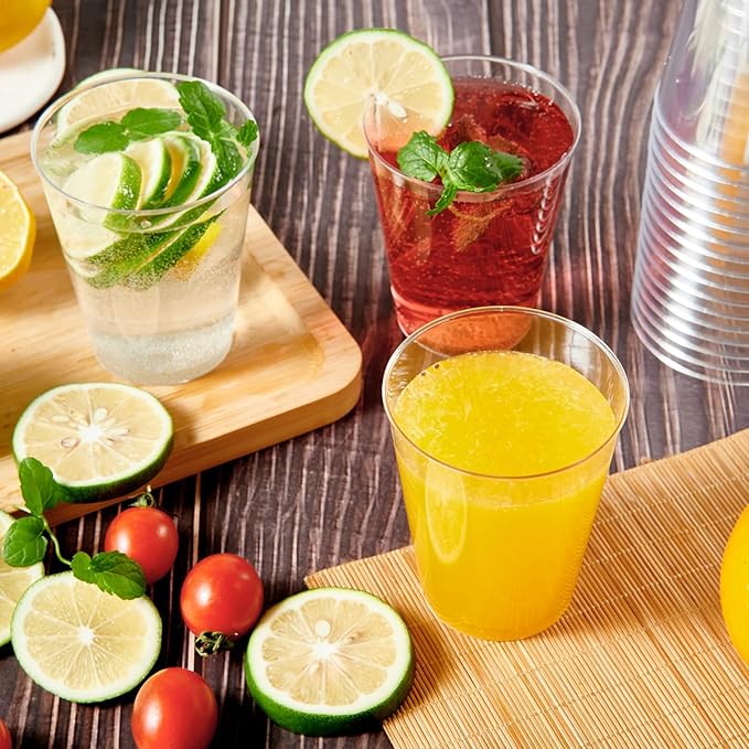JOLLY CHEF 8 oz Clear Disposable Plastic Cups, Heavy-duty 100 Pack Clear - Image 3