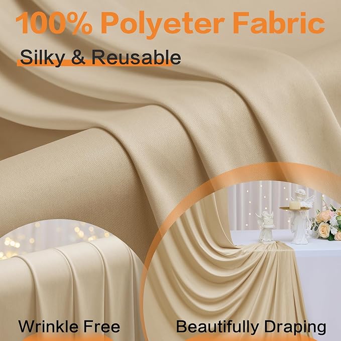 20ft x 15ft Beige Wrinkle Free Backdrop Curtains - Image 4