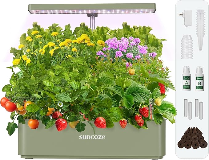 SUNCOZE Hydroponics Growing System Kit 12 Pods, 24W LED Grow Light Indoor Garden - Image 9