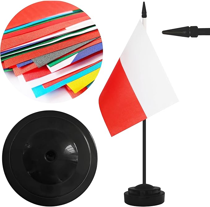 2 Pack Poland Desk Flag Set, Polish Desktop Small Miniature Table Office Flag - Image 3