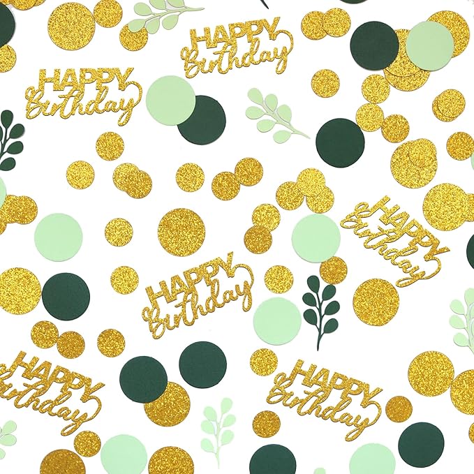 300PC Greenery Happy Birthday Confetti - Image 2