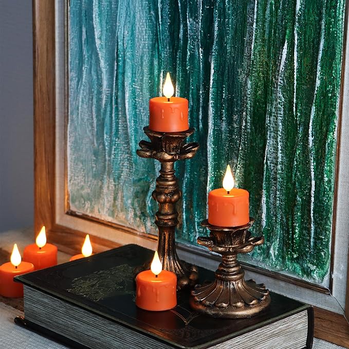 FREEPOWER Orange Halloween Candles, Rechargeable Flameless Candles - Image 4