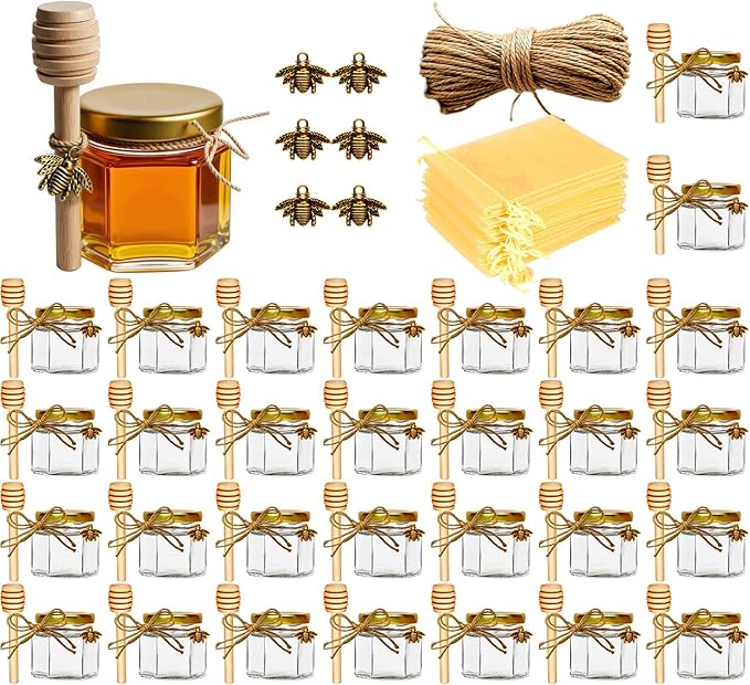 Adabocute Honey Pot, Mini Glass Honey Jars by Adabocute