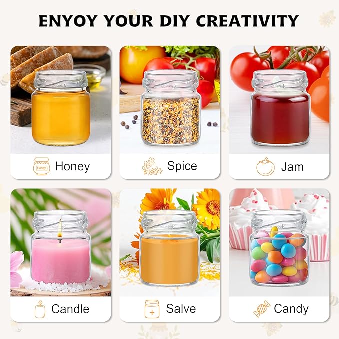 126 Pcs 1.5 oz Mini Round Glass Honey Jars - Image 5