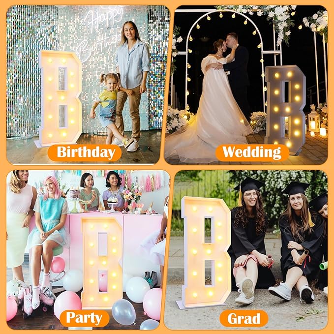 4ft Marquee for Letters B, Neon Sign, 4 Feet Tall, Celebratory - Image 3