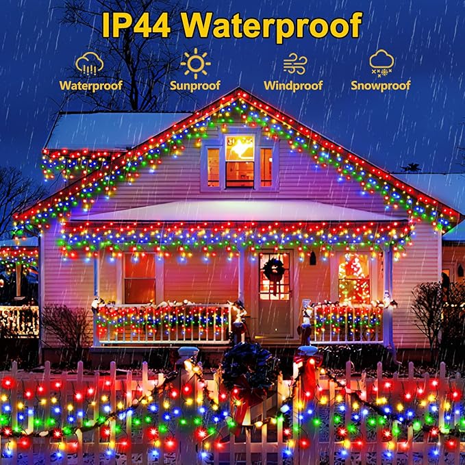 KNONEW 33FT 400 LED Christmas Lights Outdoor Black Wire String Lights - Image 8