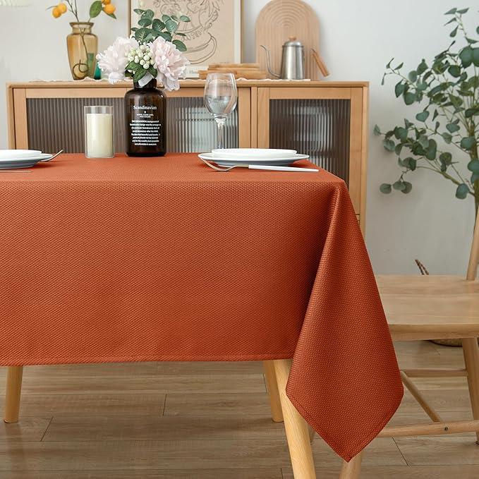 Biscaynebay Fall Tablecloth Textured Fabric Square Tablecloths 60x60 Inch - Image 8