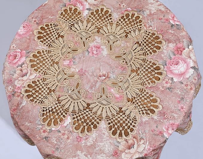 vctops Damask Lace Patchwork Tablecloth Luxury Square Small Table Cover Elegant - Image 3