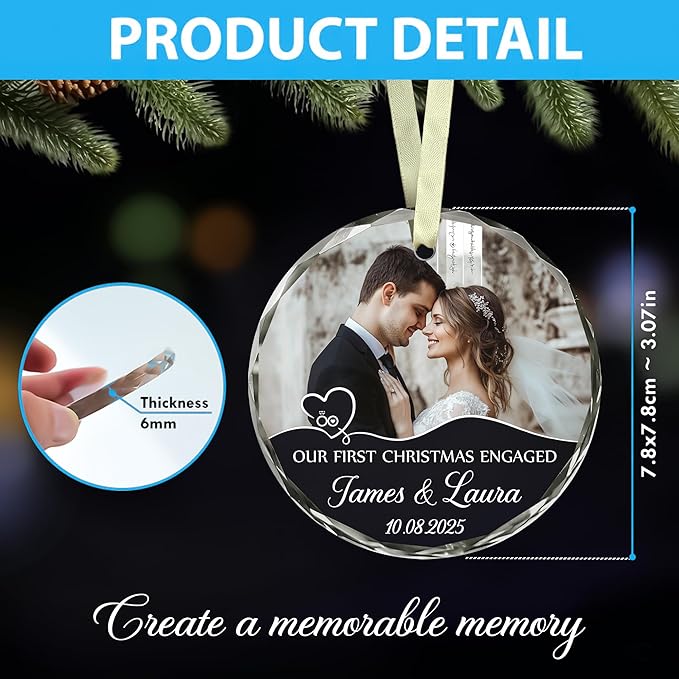 Personalized Our First Christmas Engaged Ornaments - Image 6
