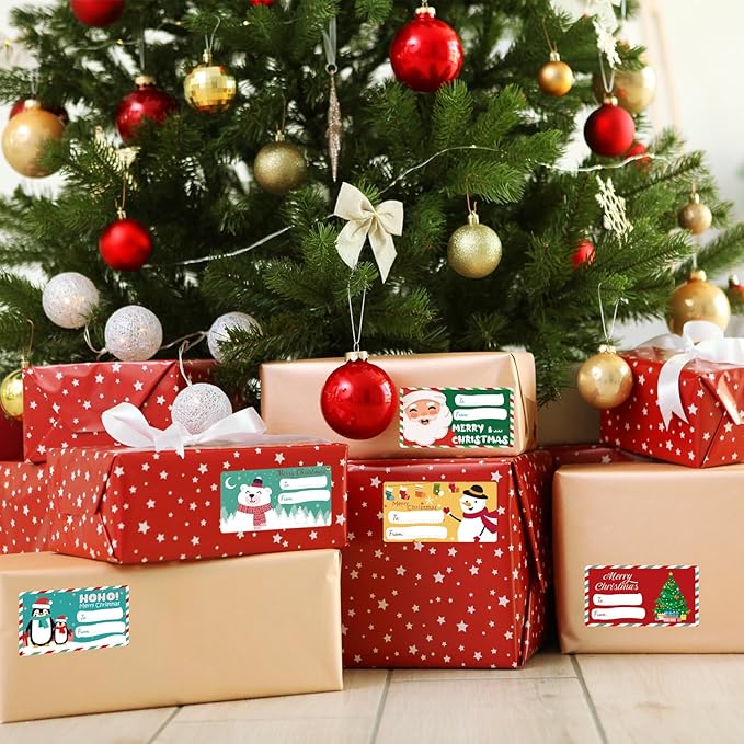 500 PCS Christmas Gift Tags, Self Adhesive Santa Claus Stickers, Festive - Image 7