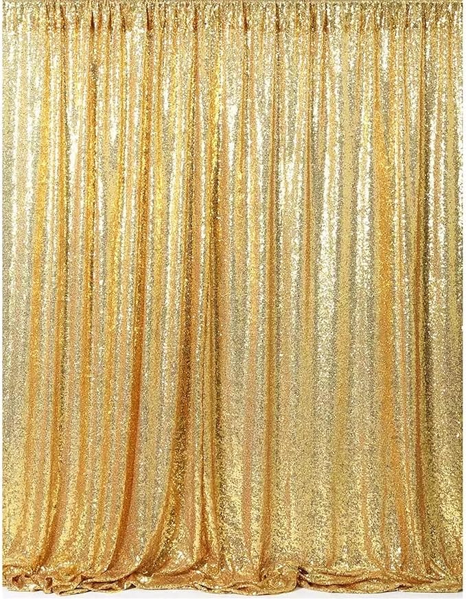 Gold Sequin Photography Backdrop Curtains 8FTx8FT 1 Panel Sparkly Background by HMQIANG