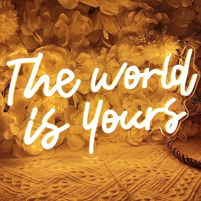 SYLHOME The World Is Yours Led Neon Light Sign Cool Bedroom Game Kids Room Wall - Image 3