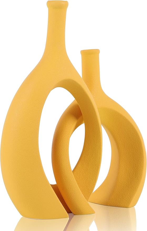 WUBIANJIE Yellow Ceramic Vase by WUBIANJIEHomeDecor