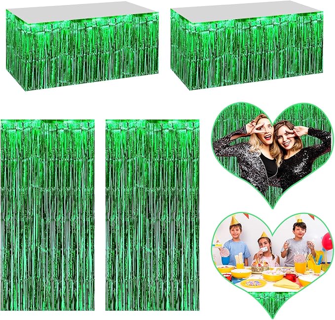 4P Metallic Foil Fringe Tinsel Table Skirts by FENGNIAN
