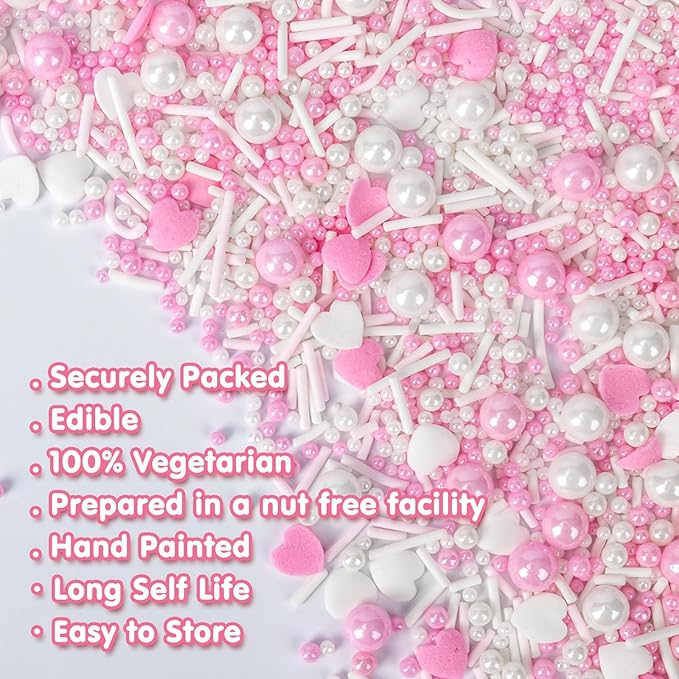 Edible Heart Sprinkles for Cake Decorating, Baking Candy Decorations, Cupcake - Image 6