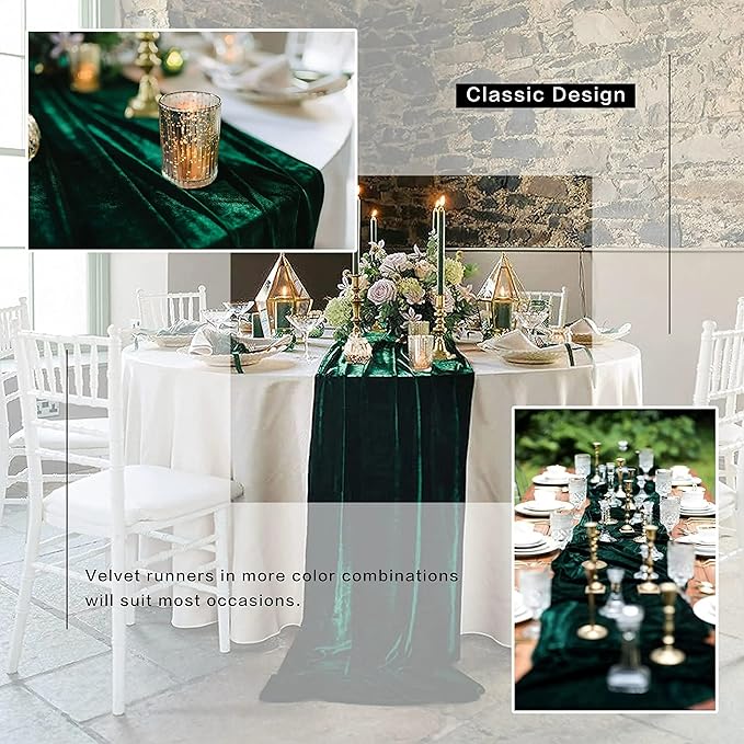 Velvet Table Runner, 5 Pack Luxurious Wedding Reception Decorations Soft Velvet - Image 5