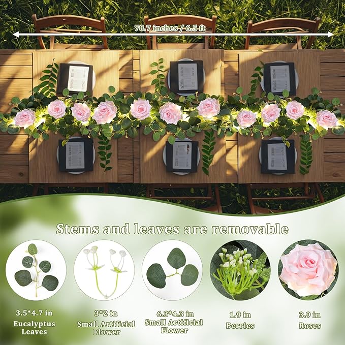 MACTING 4 Pack 26.4FT Eucalyptus Garland - Image 3
