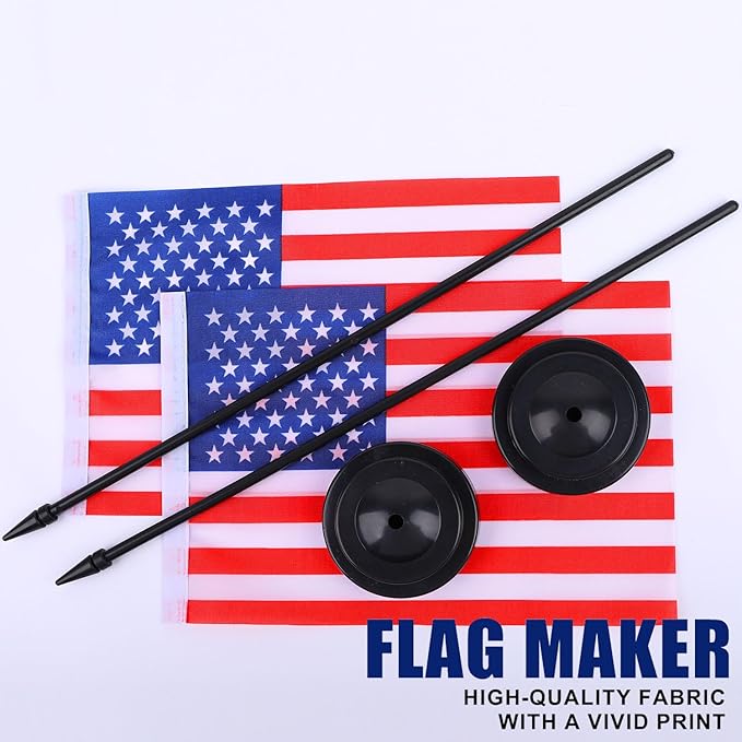 USA Desk Flag 12" Solid Pole Deluxe Set American Flags Banner Mini Small US - Image 5