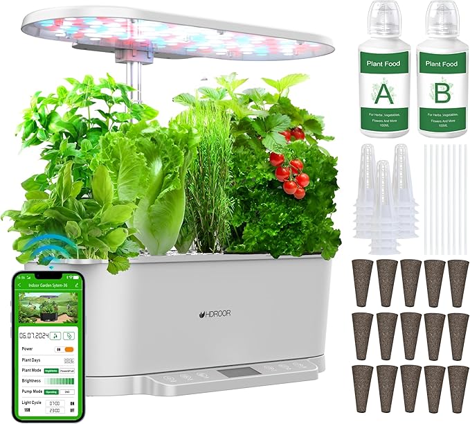 Hydroponics Growing System Kit APP Controlled, Indoor Herb Garden Hydroponic 15 by hdroor