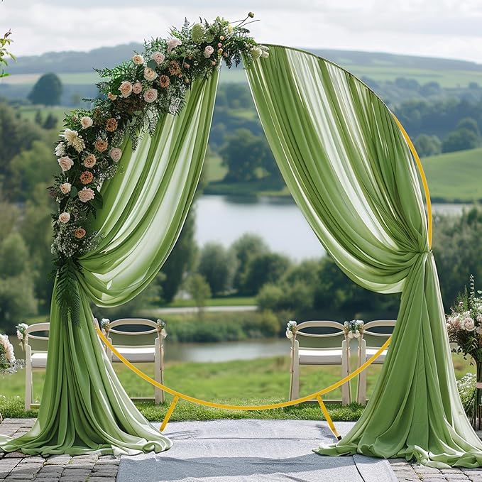 Wokceer Wedding Arch Draping 28.7" x 20FT Sage Green Sheer Fabric Backdrop - Image 2