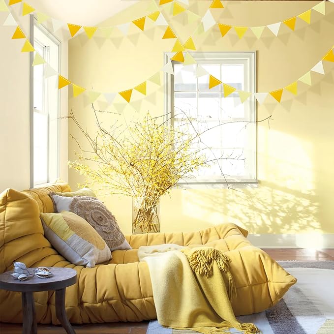 Yellow Party Decorations Ombre Yellow Felt Hanging Triangle Mini Bunting - Image 7