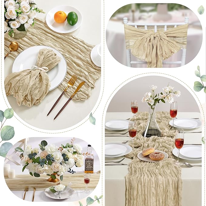 Cheesecloth Table Runner 10FT Long Boho Gauze Table Runner Rustic Sheer Runner - Image 6