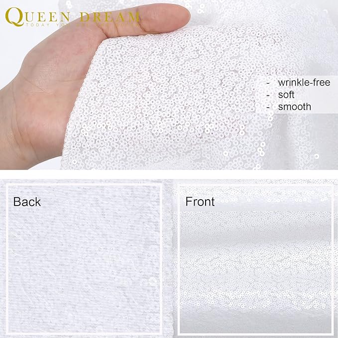 Sequin Backdrop Curtains 10ft x 10ft White Background Drapes Wedding Giltter - Image 5