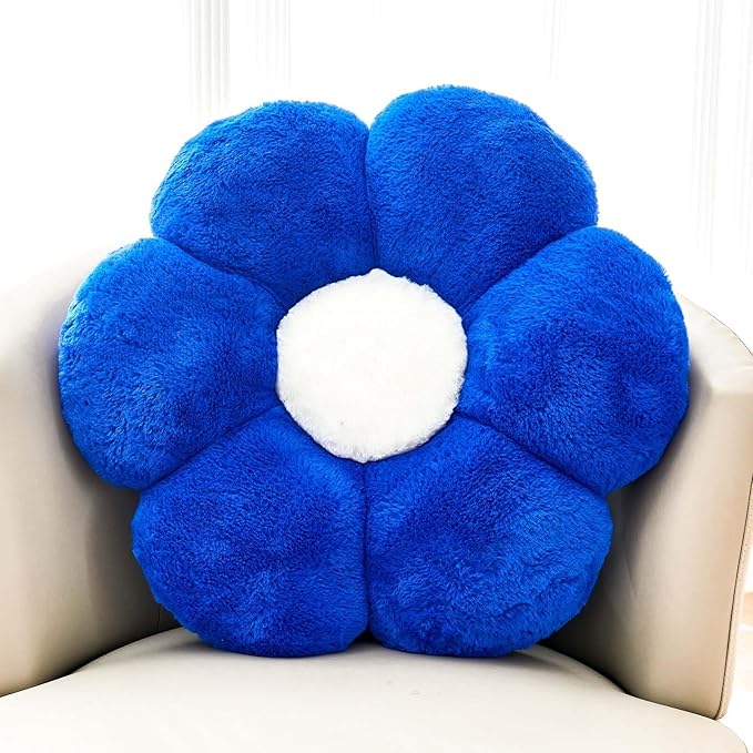 Royal Blue Flower Pillow, Cute Decorative Flower Shaped Throw Pillow by Kcvvcr
