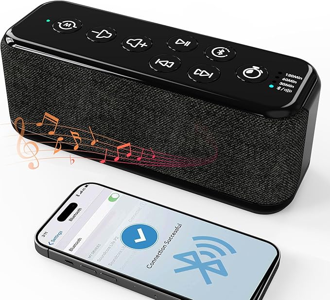 Sound Machine with Bluetooth, Wireless Rechargeable White Noise Machine by Roxicosly