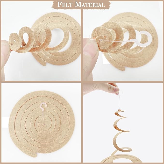 36 Pcs Boho Hanging Swirl Decorations Brown Blush Pink Felt Swirl Streamer - Image 3
