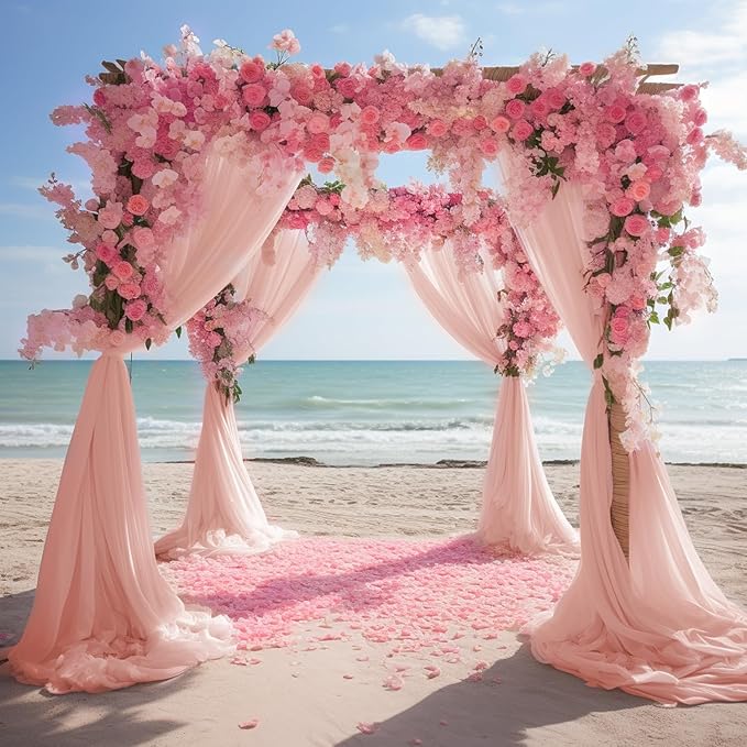 Wokceer Wedding Arch Draping Fabric 6 Panels 28.7" x 20FT Blush Drapes Sheer - Image 7