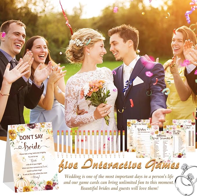Estune 331 Pcs Bridal Shower Games Supplies, 5 Sets 250 Pcs Wedding Cards 1 Put - Image 7