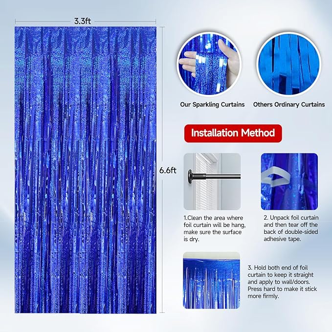 QRabbit 4 Pack Foil Fringe Curtains, Backdrop Curtain - Image 4