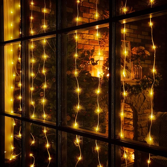 Curtain Window String Lights 6.5 x 5 Feet LED Copper Tapestry Backdrop Twinkle - Image 8