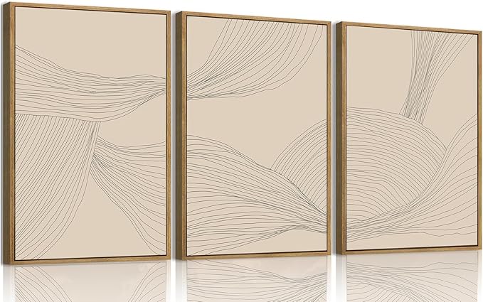 myusuar 3 Piece Large Modern Abstract Canvas Framed Wall Art by Unknown