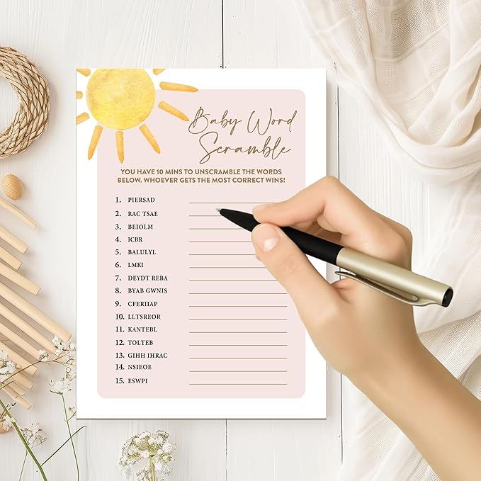 Boho Sunshine 30 Baby Word Scramble Game Cards - Image 7