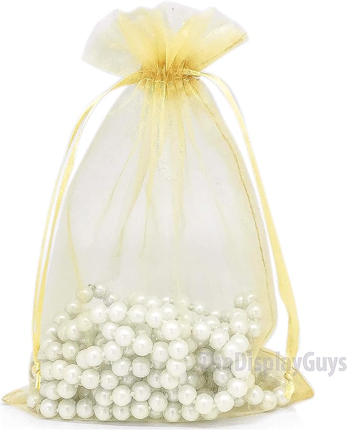 TheDisplayGuys 48-Pack 6x8 Gold Sheer Organza Gift Bags - Image 3