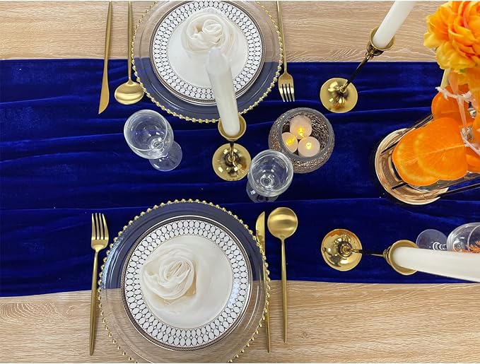 Luxurious Velvet Table Runner, 10ft Wedding Reception Decorations, 20x120inch - Image 2