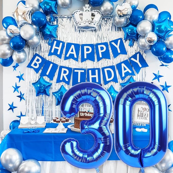 Navy Blue 30 Balloon Numbers, 40 Inch Large Dark Royal Blue Foil Number 3 & 0 - Image 4