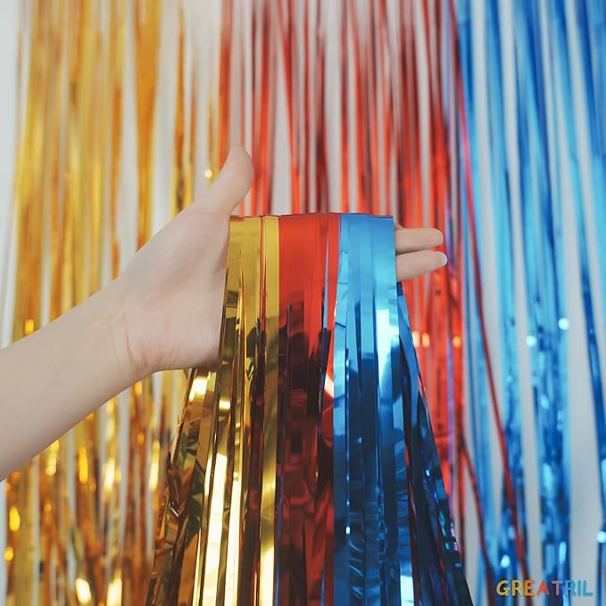 Gold Red Blue Party Backdrop - Image 2