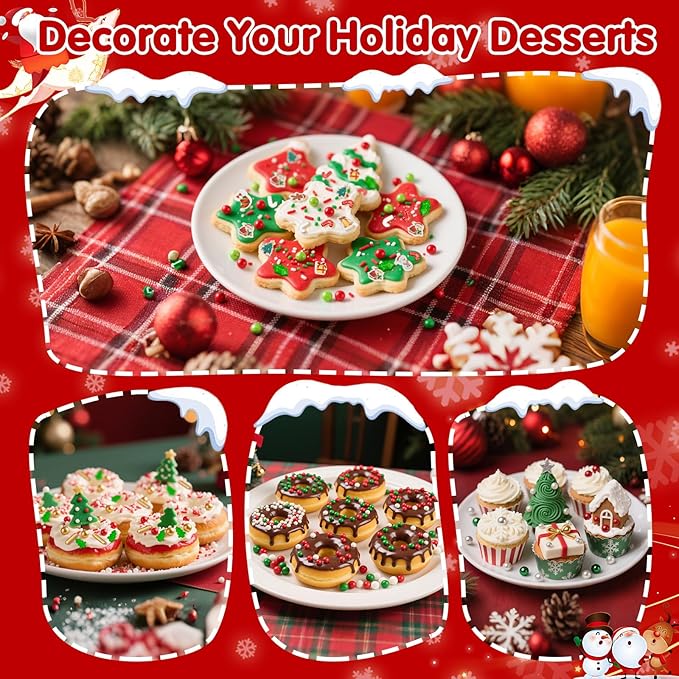 Edible Christmas Sprinkles for Cake Decorating, 130g White Red Candy Cane - Image 5