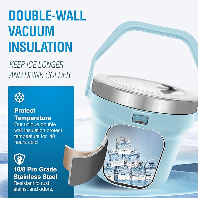 Insulated Ice Bucket with Lid & Scoop-XL Double-Walled, bar Essentials - Image 2