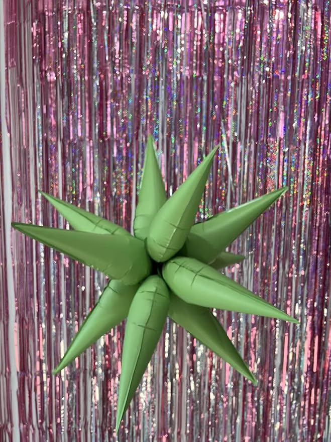 3pcs 26inch 3D matte green Explosion Star foil balloon, matte green Foil Cone - Image 6