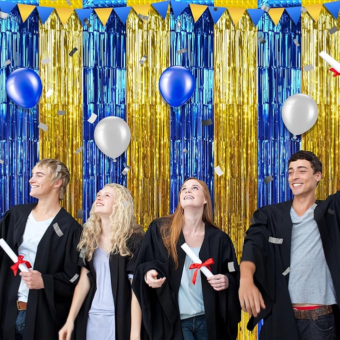 3 Pack 3.3Ft x 6.6Ft Graduation Foil Fringe Curtain Backdrop Decorations - Image 6
