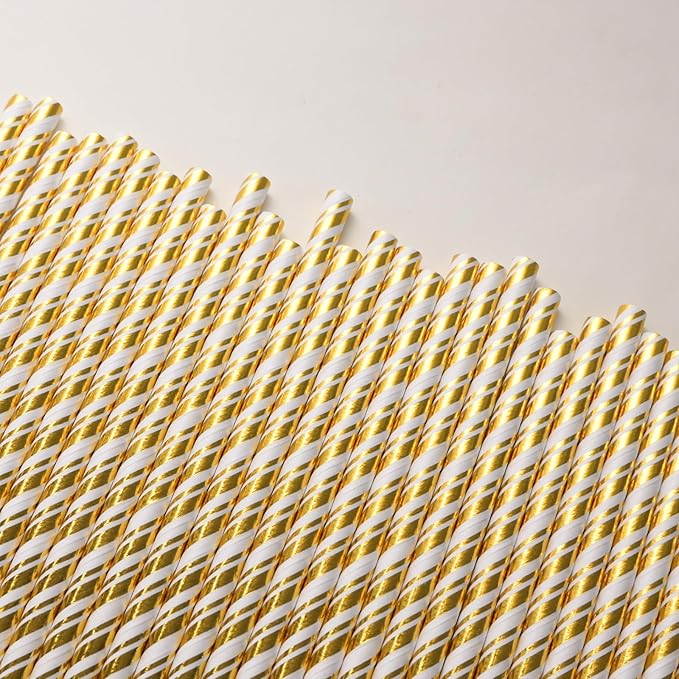 Gold Straws Disposable Cocktail Drinking Paper Straws - Image 6