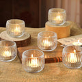 Set of 6 Ribbed Glass Votive Candle Holders, and Home Decor by SHOHAYTO